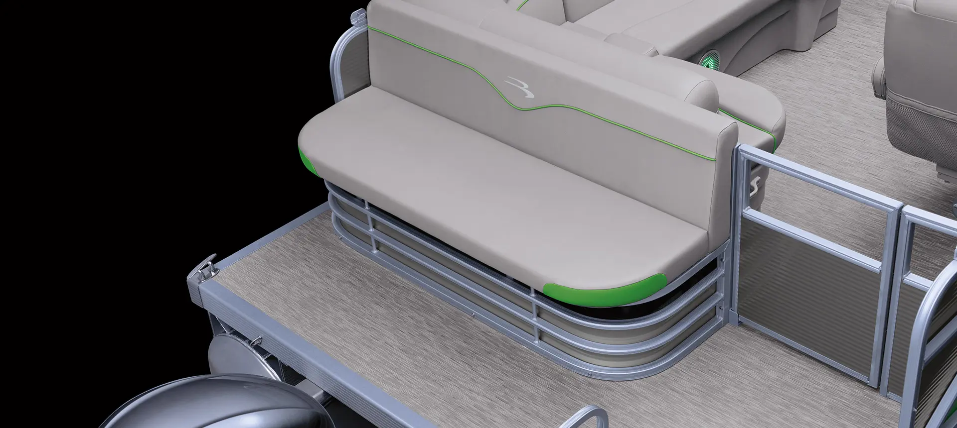 stern seat on a Bennington S pontoon boat with l-bench floor plan