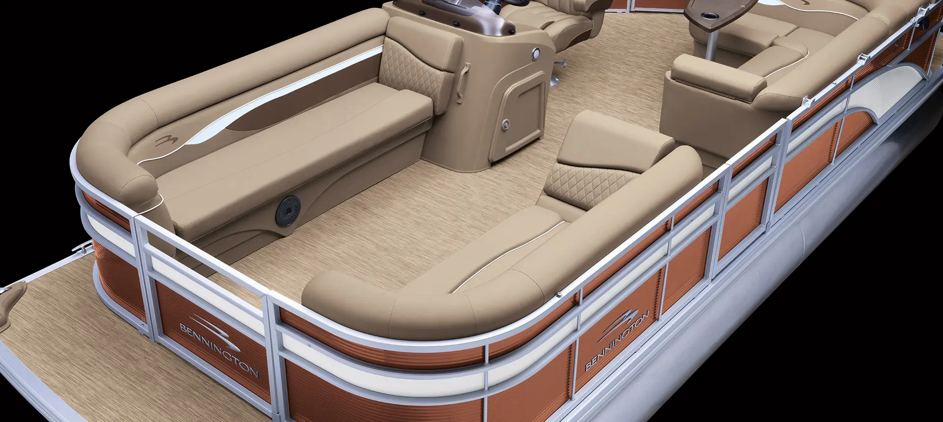 bow seats on a bennington s pontoon boat with l-bench layout