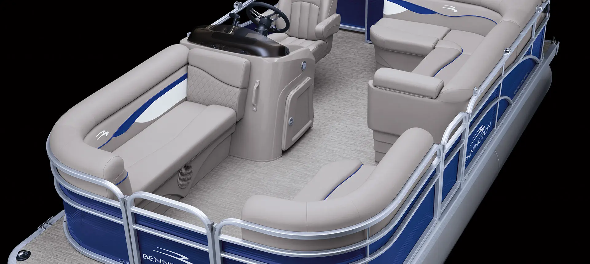 aerial view of the bow seating on a Bennington SV pontoon boat
