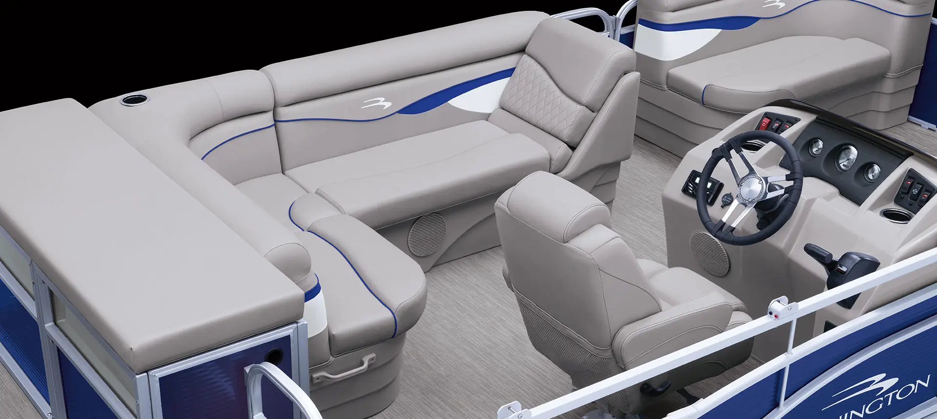 Bennington SV pontoon boat with l-bench floor plan