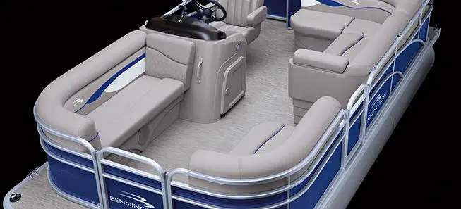 aerial view of the bow seating on a Bennington SV pontoon boat