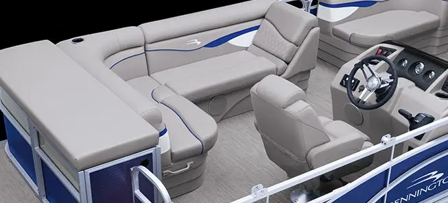 Bennington SV pontoon boat with l-bench floor plan