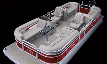 Bennington SV pontoon boat with quad bench floor plan
