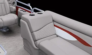 integrated cup holders on the seat of a Bennington SV pontoon boat