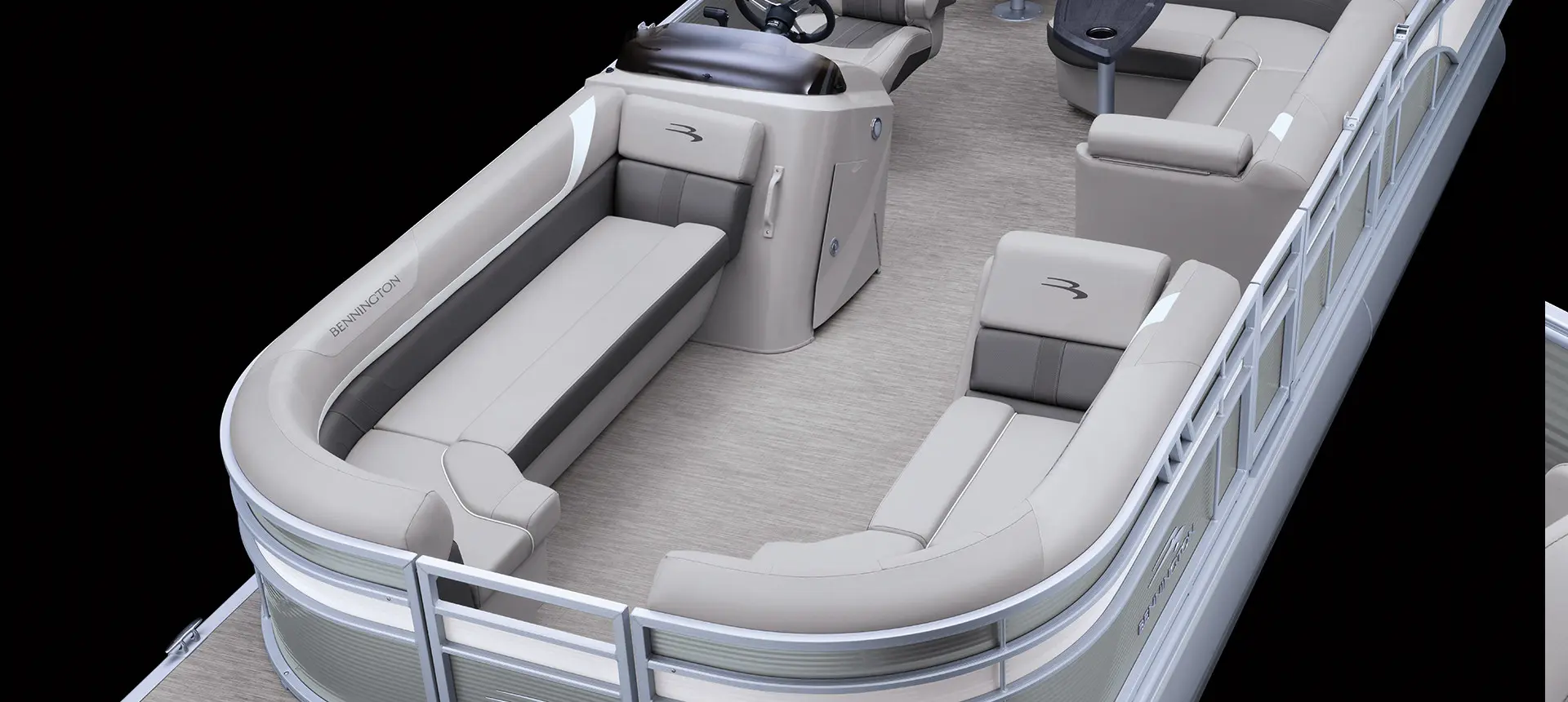 bow seating on a bennington sx pontoon boat with l-bench floor plan