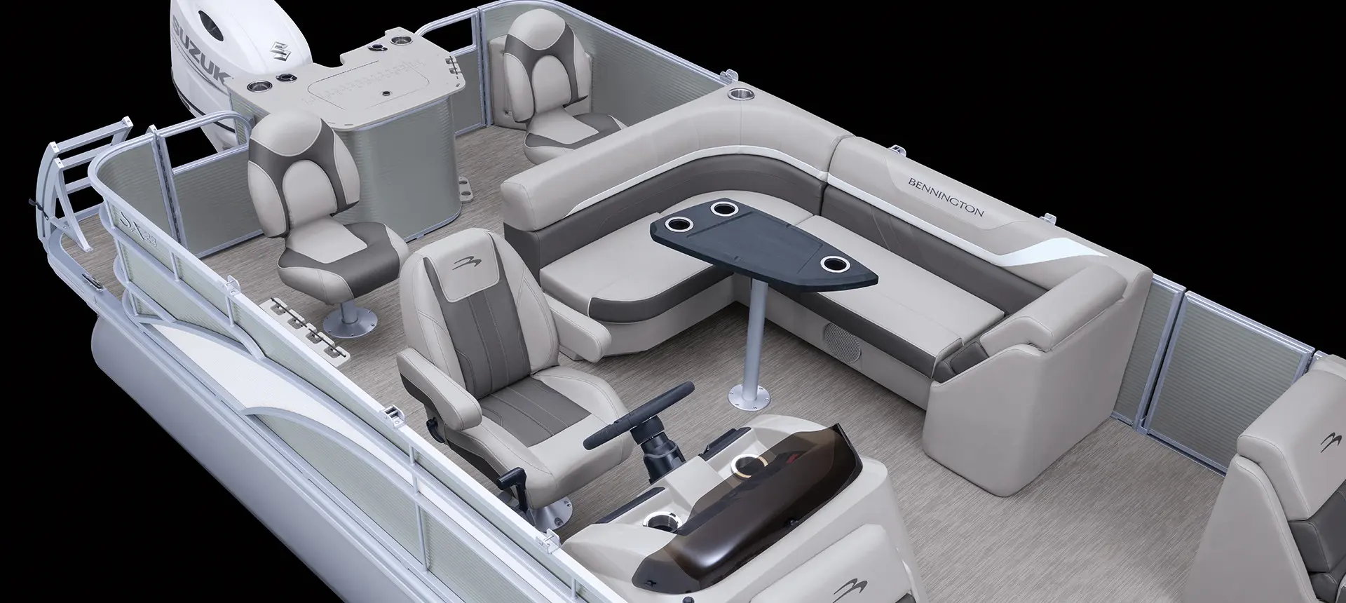 stern seating layout on a bennington sx pontoon boat with fishing floor plan