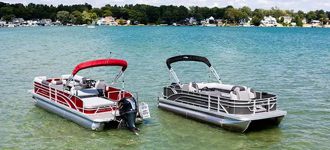 integrated storage under the helm of a Bennington SV pontoon boat
