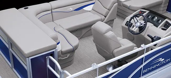 Bennington SV pontoon boat with l-bench floor plan