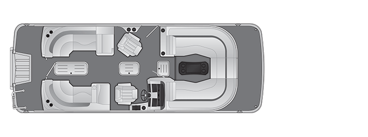 Overhead view of the layout on a Bennington 23 L Bowrider Fastback (18 SSR).