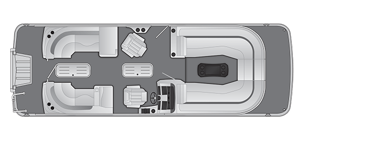 Overhead view of the layout on a Bennington 25 L Bowrider Fastback (25 LTFB).