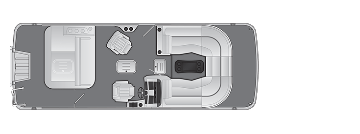 Overhead view of the layout on a Bennington 23 L Bowrider Swingback (23 LTSB).