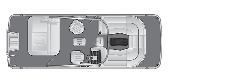 Overhead view of the layout on a Bennington 23 L Bowrider Swingback with Arch (23 LTSBA).