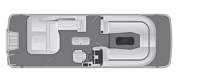 Overhead view of the layout on a Bennington 25 L Bowrider Swingback (25 LTSB).