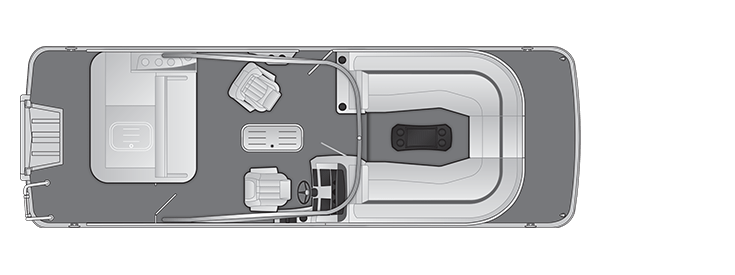 Overhead view of the layout on a Bennington 25 L Bowrider Swingback with Arch (25 LTSBA).