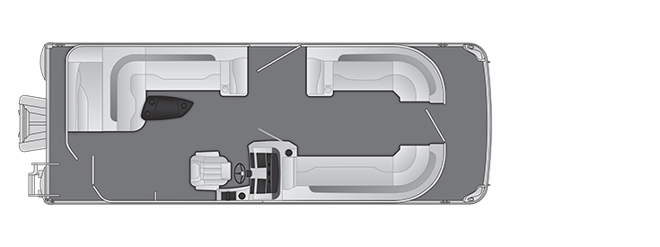 Overhead view of the layout on a Bennington 24 L L-Bench (24 LL).