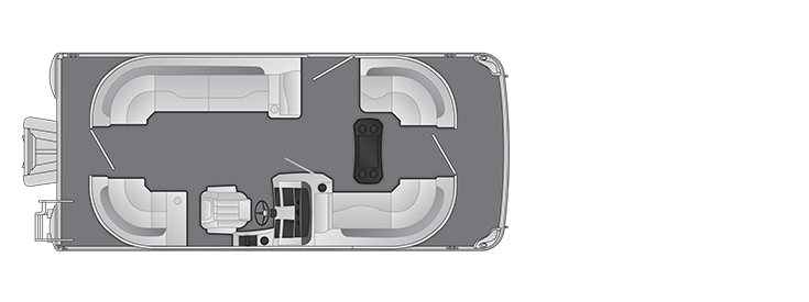 Overhead view of the layout on a Bennington 20 L Stern Radius - Quad Bench (20 LSRC).