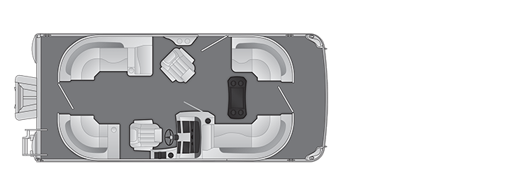 Overhead view of the layout on a Bennington 20 L Stern Radius - Quad Bench (20 LSR).