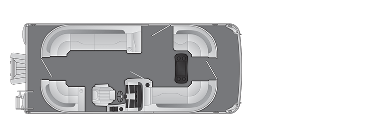 Overhead view of the layout on a Bennington 21 L Quad Bench (21 LSRC).
