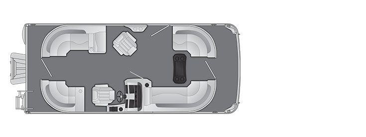 Overhead view of the layout on a Bennington 21 L Quad Bench (21 LSR).