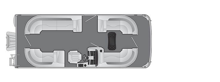 Overhead view of the layout on a Bennington 22 L Quad Bench (18 SSR).