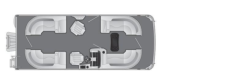 Overhead view of the layout on a Bennington 22 L Quad Bench (22 LSR).