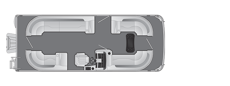 Overhead view of the layout on a Bennington 23 L Quad Bench (23 LSRC).