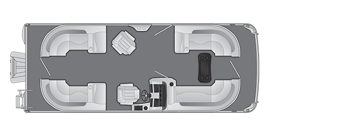 Overhead view of the layout on a Bennington 23 L Stern Radius (23 LSR).