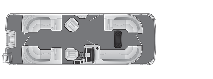 Overhead view of the layout on a Bennington 24 L Fastback (24 LFB).