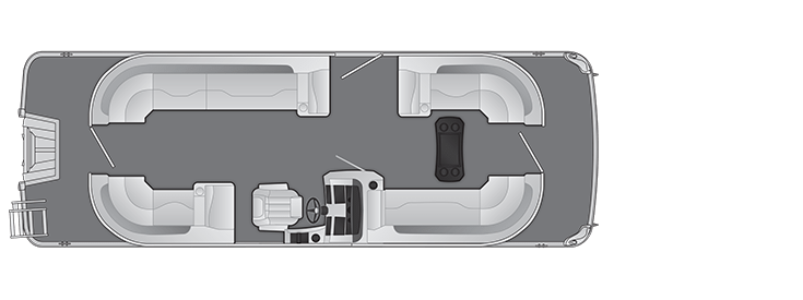 Overhead view of the layout on a Bennington 24 L Quad Bench (24 LSRC).