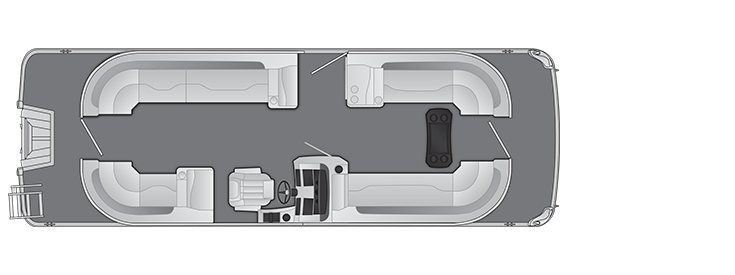 Overhead view of the layout on a Bennington 25 L Quad Bench (25 LSRC).
