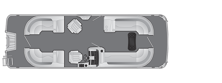 Overhead view of the layout on a Bennington 25 L Quad Bench (25 LSR).