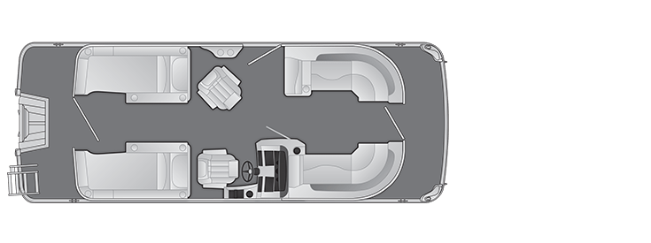 Overhead view of the layout on a Bennington 22 L Stern Lounge (22 LCW).