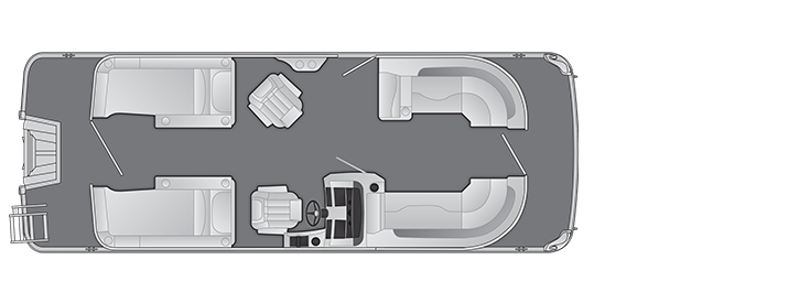 Overhead view of the layout on a Bennington 23 L Stern Lounge (23 LCW).