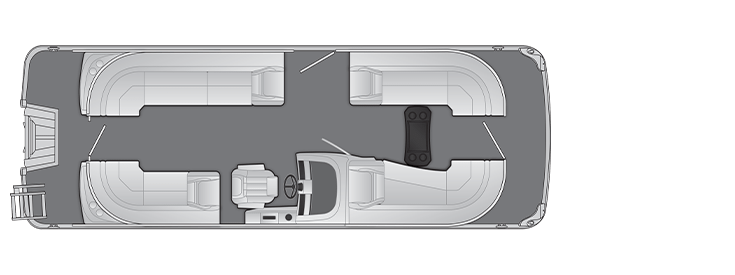Overhead view of the layout on a Bennington 24 LXS Fastback (24 LXSFBC).