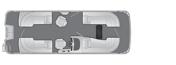 Overhead view of the layout on a Bennington 26 LXS Fastback (26 LXSFB).