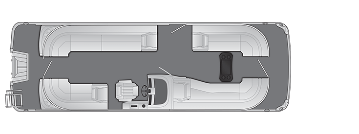 Overhead view of the layout on a Bennington 26 LXS Fastback (26 LXSFBC).