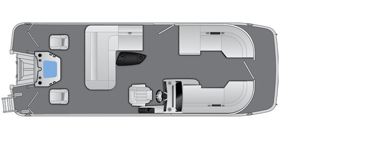 Overhead view of the layout on a Bennington 23 M Fish & Cruise (23 MFC).