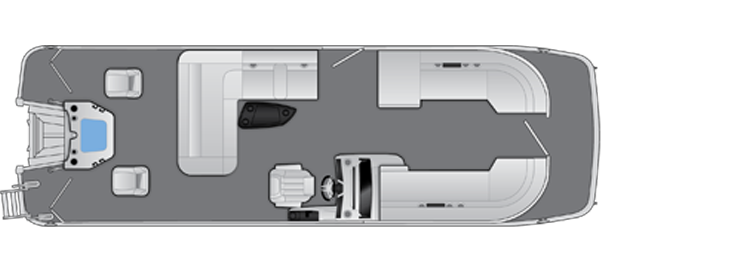 Overhead view of the layout on a Bennington 24 M Fish & Cruise (24MFC).