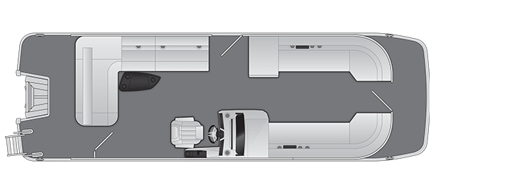 Overhead view of the layout on a Bennington 26 M L-Bench (26 ML).