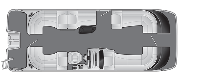 Overhead view of the layout on a Bennington 25 Q Fastback - Quad Bench (25 QFBX1).