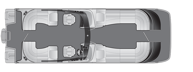 Overhead view of the layout on a Bennington 30 Q Fastback - Quad Bench with arch (30 QFBWAX2).