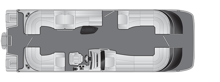 Overhead view of the layout on a Bennington 30 Q Fastback - Quad Bench (30 QFBX2).
