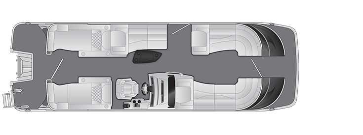 Overhead view of the layout on a Bennington 25 Q Stern Lounge (25 QCW).