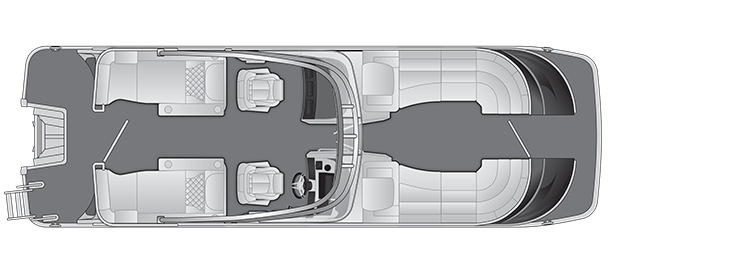 Overhead view of the layout on a Bennington 25 Q Stern Lounge with windshield & arch (25 QCWWA).