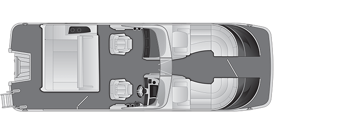 Overhead view of the layout on a Bennington 23 Q Swingback with windshield (23 QSBW).