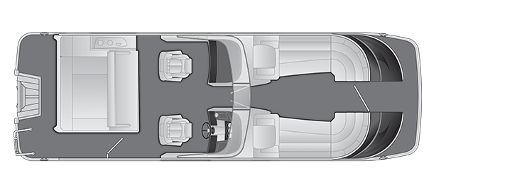 Overhead view of the layout on a Bennington 25 Q Swingback with windshield (25 QSBW).