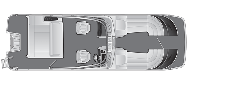 Overhead view of the layout on a Bennington 25 Q Swingback with windshield & arch (25 QSBWA).