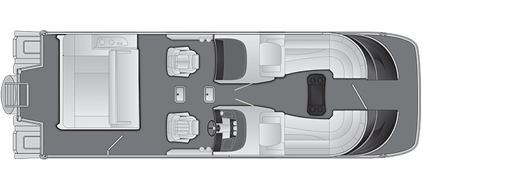 Overhead view of the layout on a Bennington 27 Q Swingback with windshield & arch (27 QSBWAT2).
