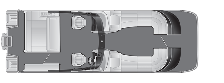 Overhead view of the layout on a Bennington 30 Q Swingback with windshield & arch (30 QSBWAX2).