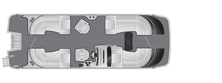 Overhead view of the layout on a Bennington 23 QX Fastback - Quad Bench (23 QXFB).